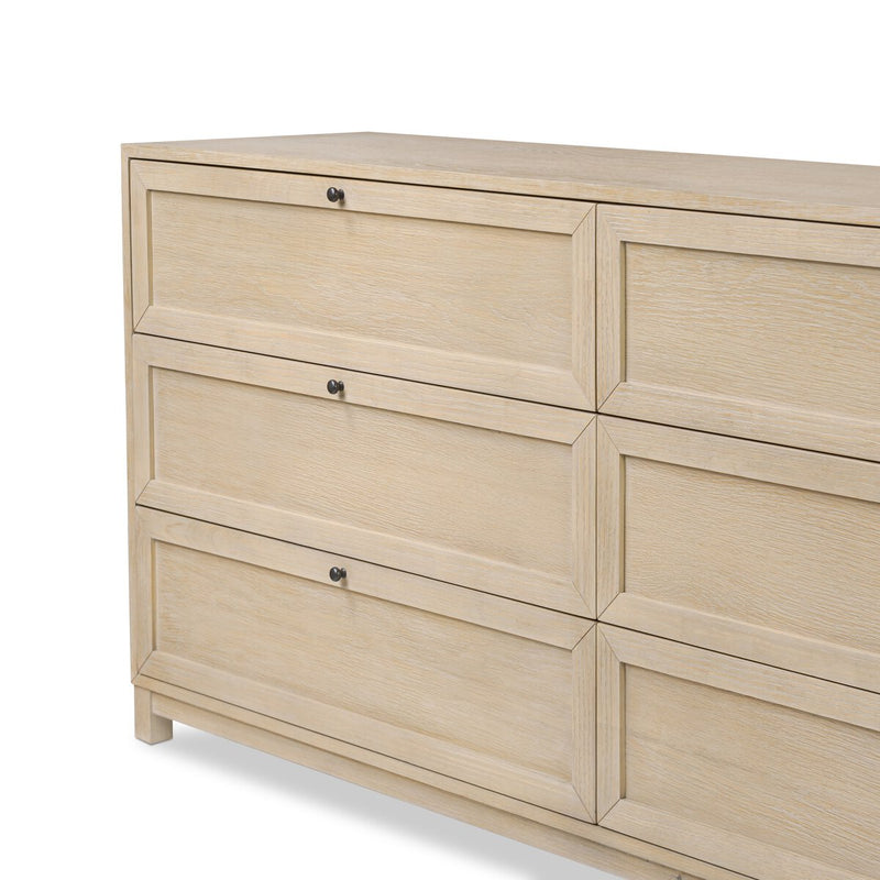 Millie 6 Drawer Dresser - Light Bleach Oak Veneer