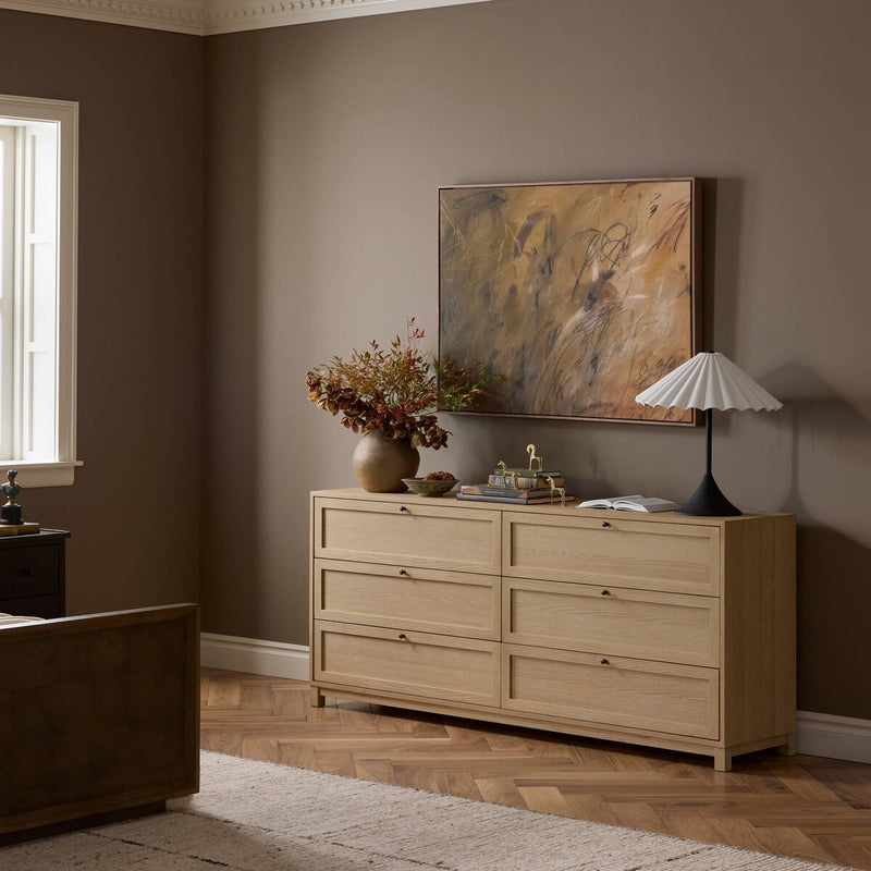 Millie 6 Drawer Dresser - Light Bleach Oak Veneer