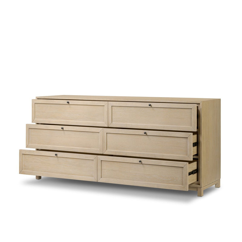 Millie 6 Drawer Dresser - Light Bleach Oak Veneer