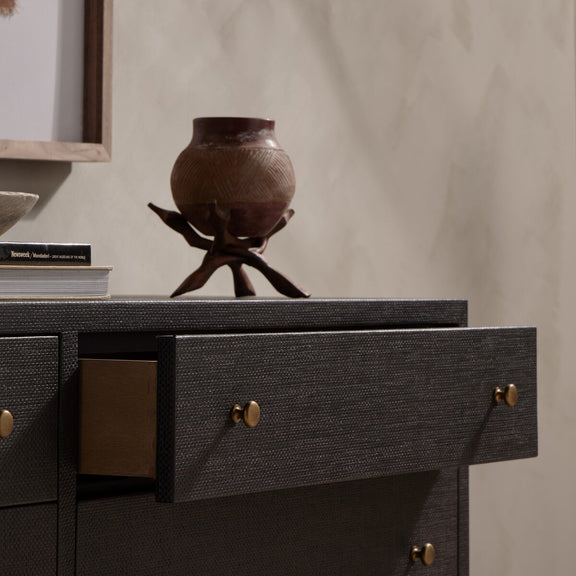 Fiona 6 Drawer Dresser - Black Raffia