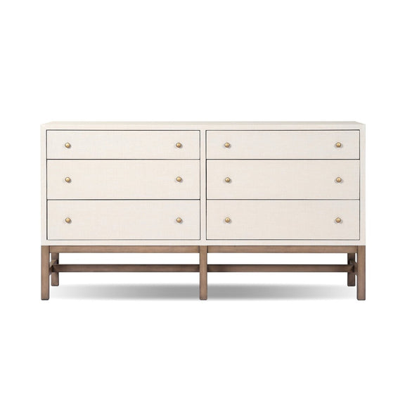 Fiona 6 Drawer Dresser - Ivory Painted Raffia