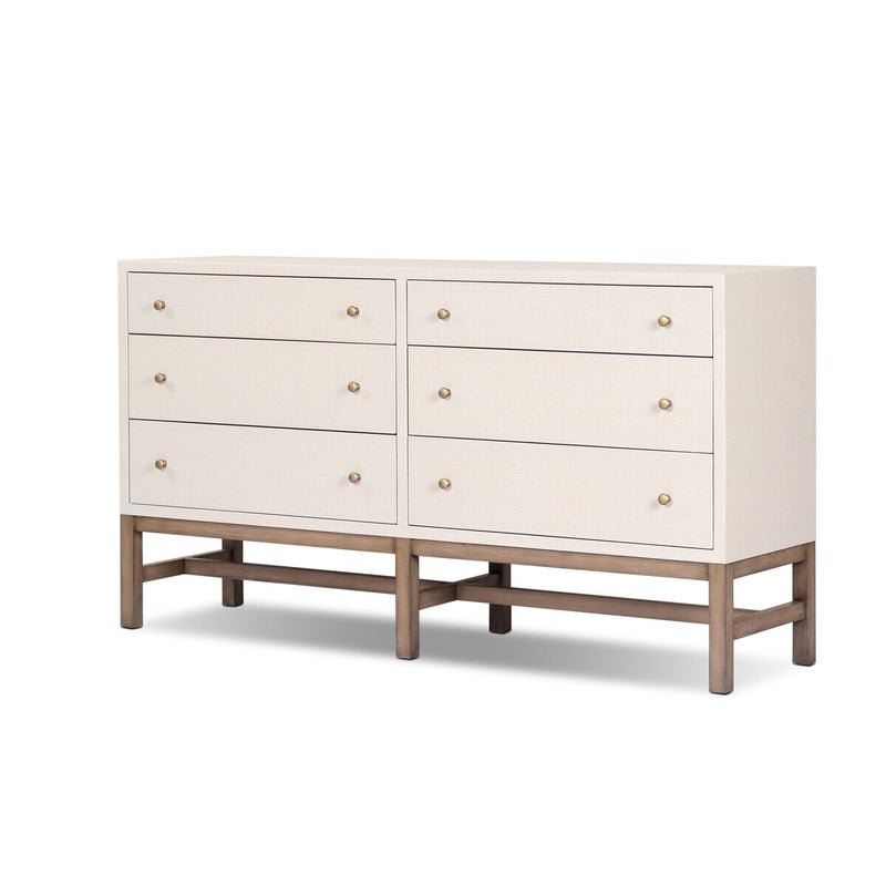 Fiona 6 Drawer Dresser - Ivory Painted Raffia