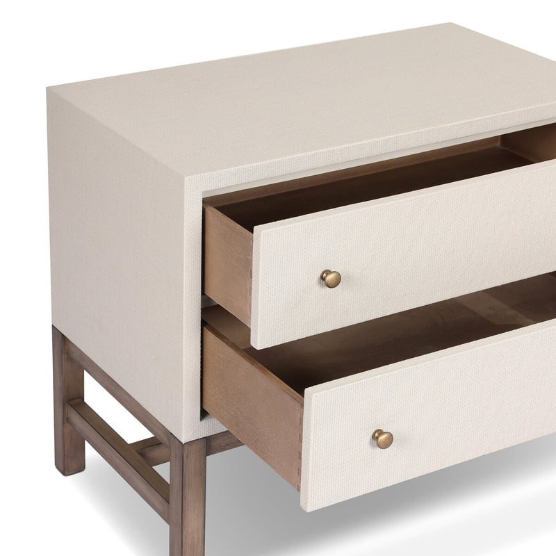 Fiona Nightstand - Ivory Painted Raffia