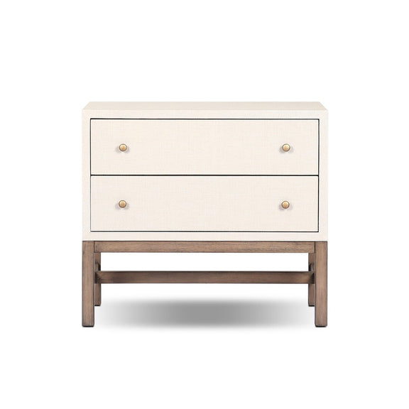 Fiona Nightstand - Ivory Painted Raffia