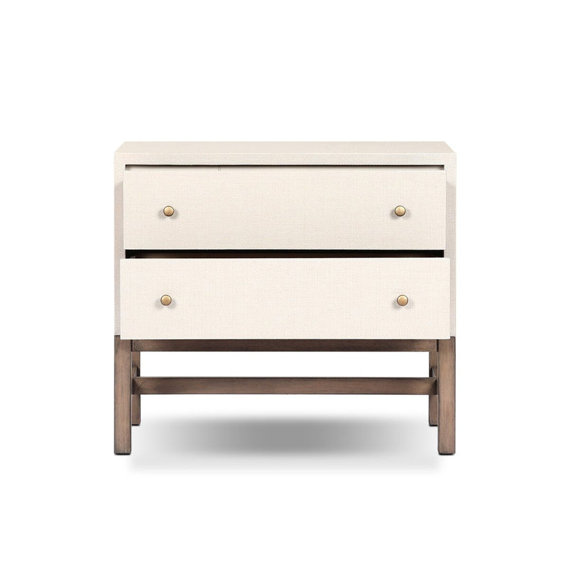 Fiona Nightstand - Ivory Painted Raffia