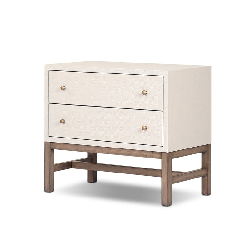 Fiona Nightstand - Ivory Painted Raffia