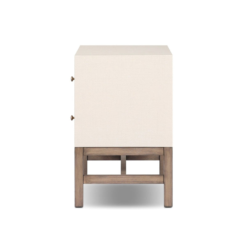 Fiona Nightstand - Ivory Painted Raffia
