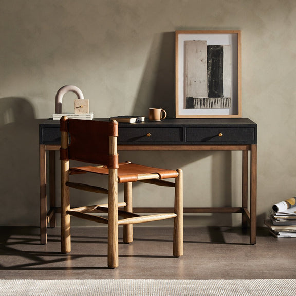 Fiona Desk - Black Raffia