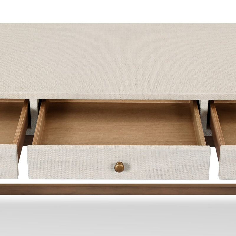 Fiona Desk - Ivory Painted Raffia