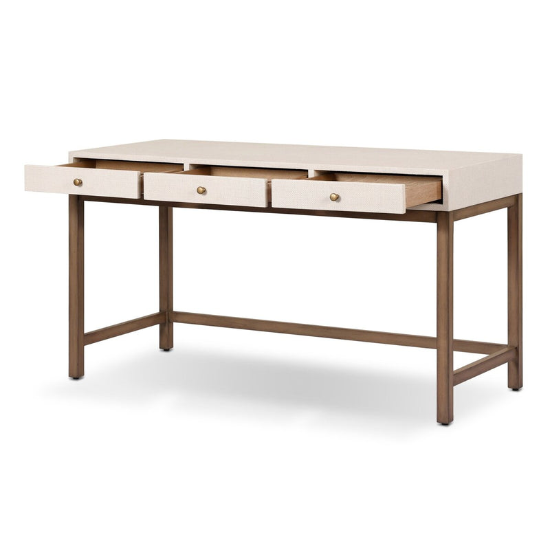Fiona Desk - Ivory Painted Raffia