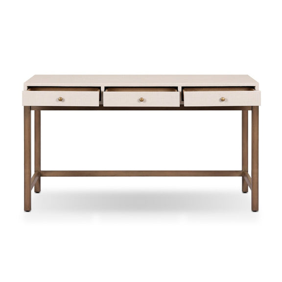 Fiona Desk - Ivory Painted Raffia