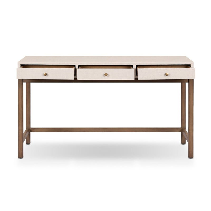 Fiona Desk - Ivory Painted Raffia