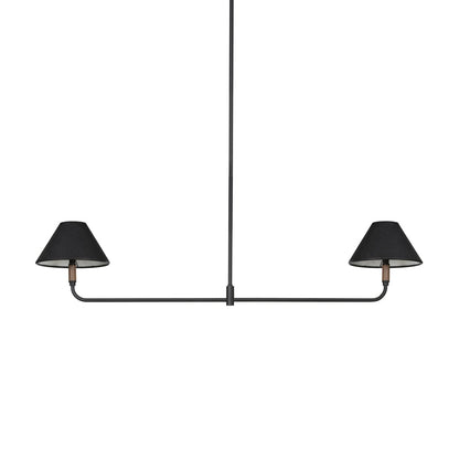 Cullen Linear Double Pendant - Black Leather