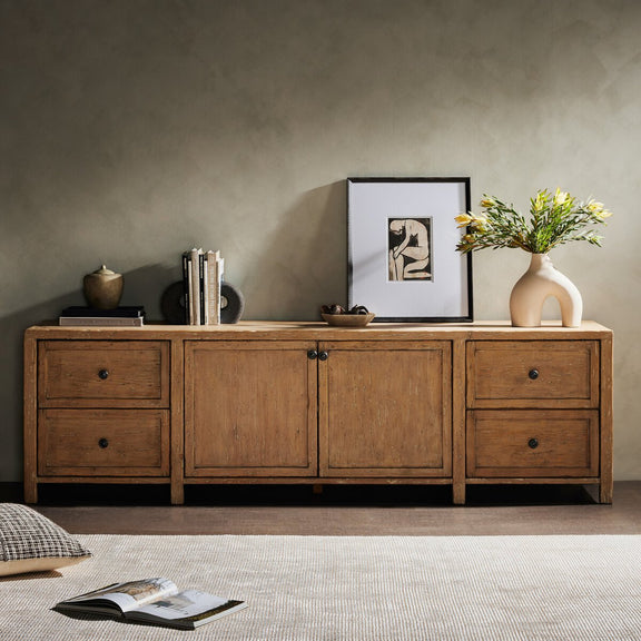 Gaines Media Console - Aged Light Pine
