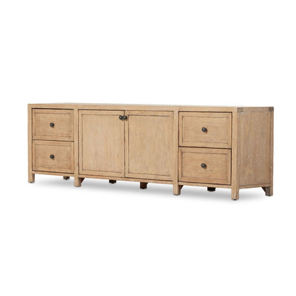 Gaines Media Console - Aged Light Pine