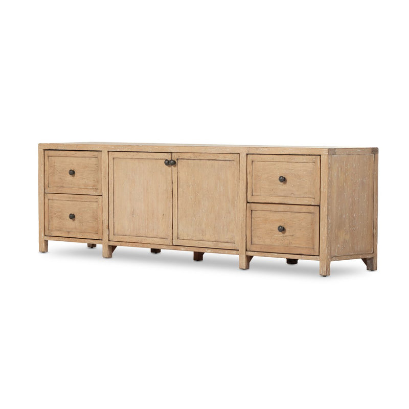 Gaines Media Console - Aged Light Pine