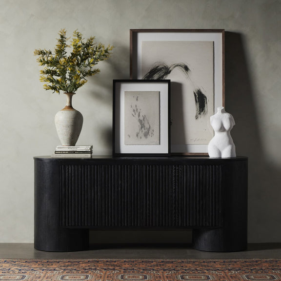 Giovani Media Console - Black Oak Veneer