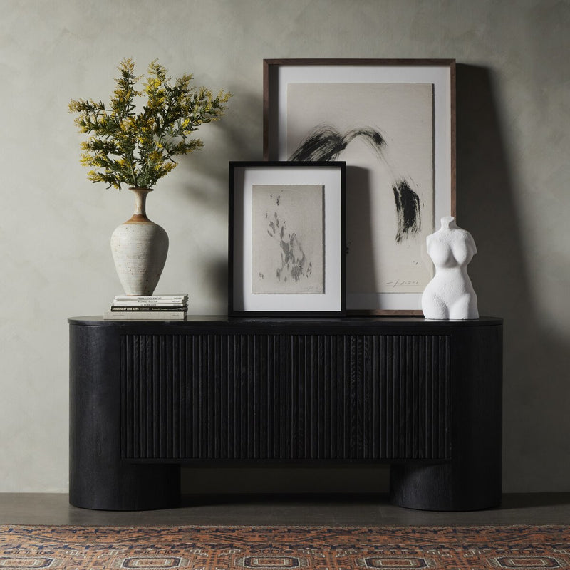 Giovani Media Console - Black Oak Veneer