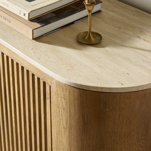 Giovani Media Console - Natural Light Oak Veneer