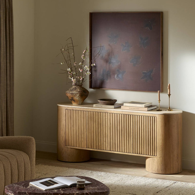 Giovani Media Console - Natural Light Oak Veneer