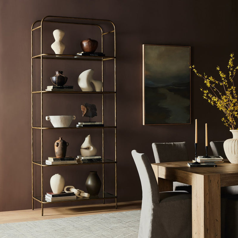 Swinton Bookcase - Hammered Aged Brass