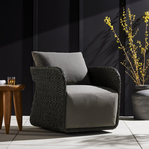 Geneva Outdoor Swivel Chair - Vintage Coal