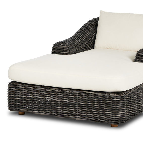 Messina Outdoor Chaise Lounge - Chunky Charcoal Woven