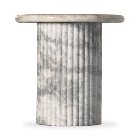 Oranda End Table - Polished White Marble