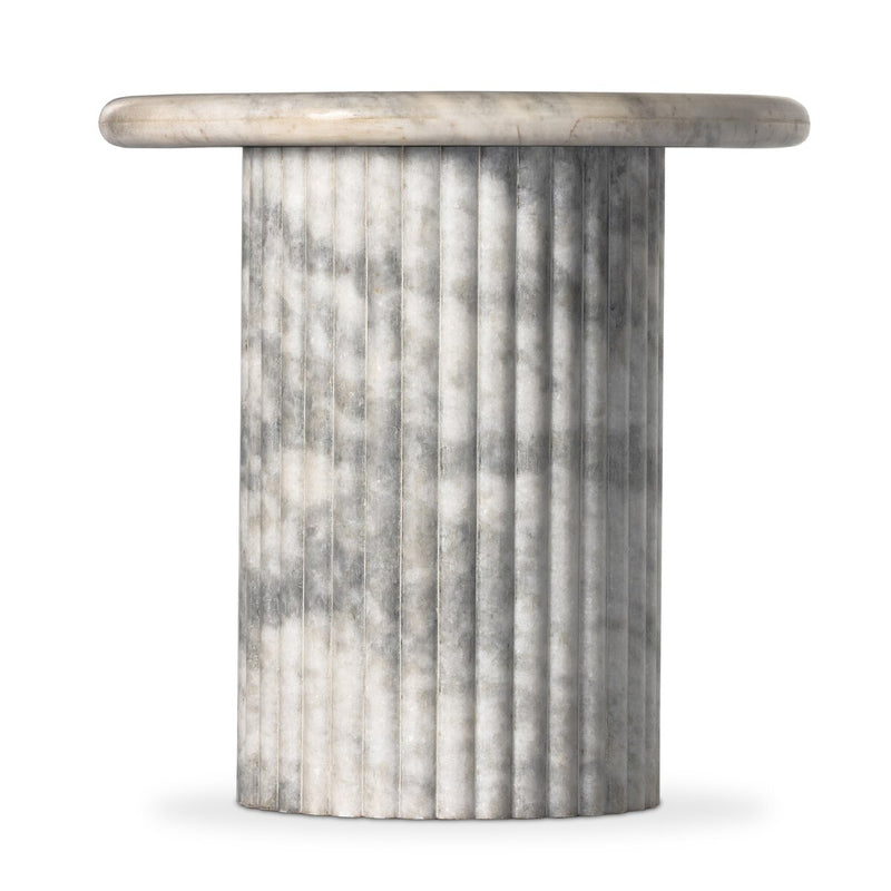 Oranda End Table - Polished White Marble