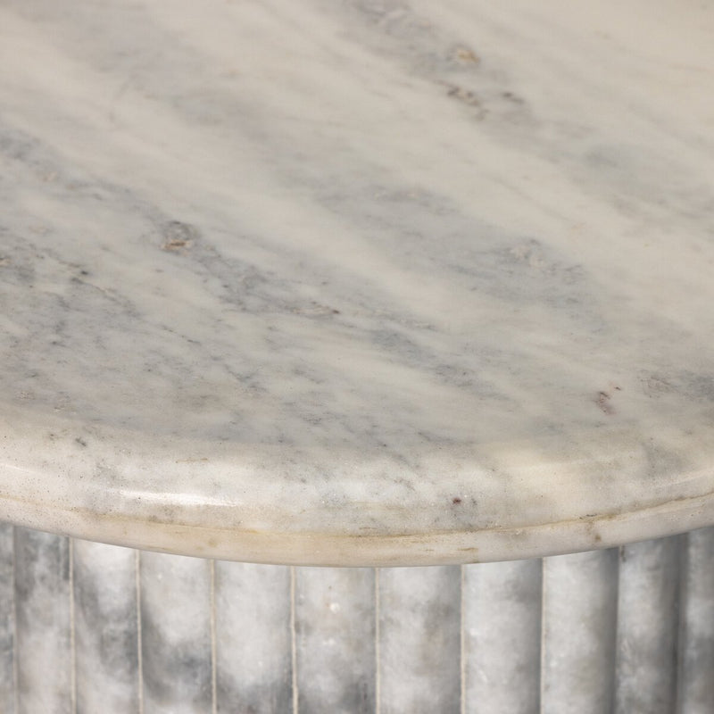 Oranda End Table - Polished White Marble
