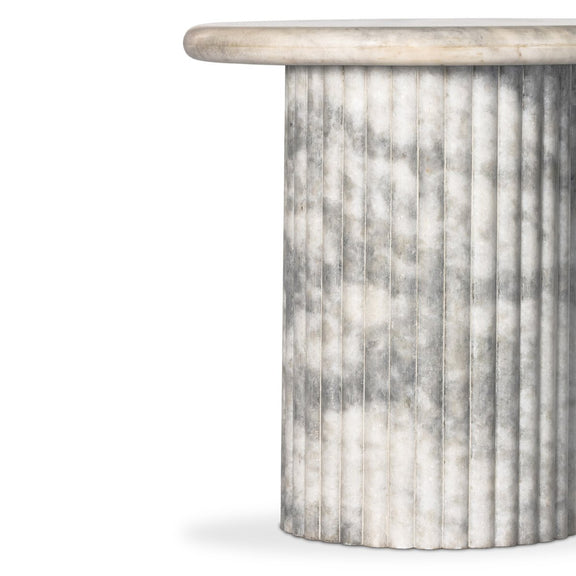 Oranda End Table - Polished White Marble