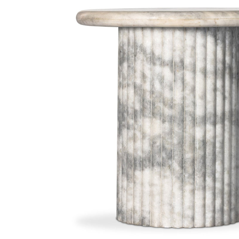 Oranda End Table - Polished White Marble