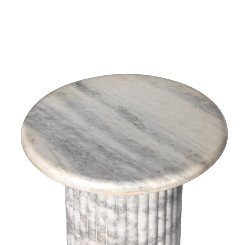 Oranda End Table - Polished White Marble
