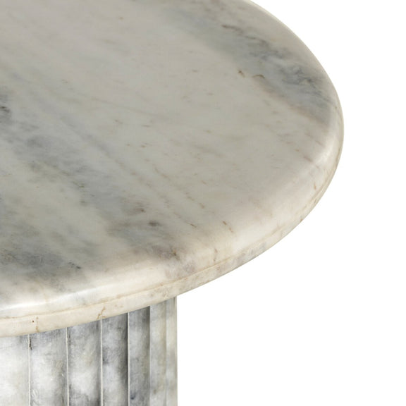Oranda End Table - Polished White Marble