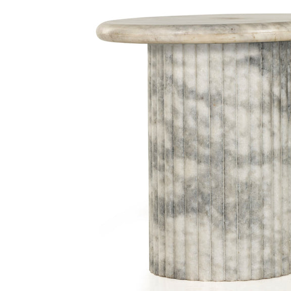 Oranda End Table - Polished White Marble