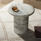 Oranda End Table - Polished White Marble