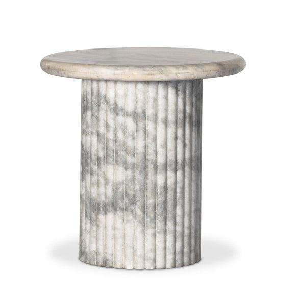 Oranda End Table - Polished White Marble