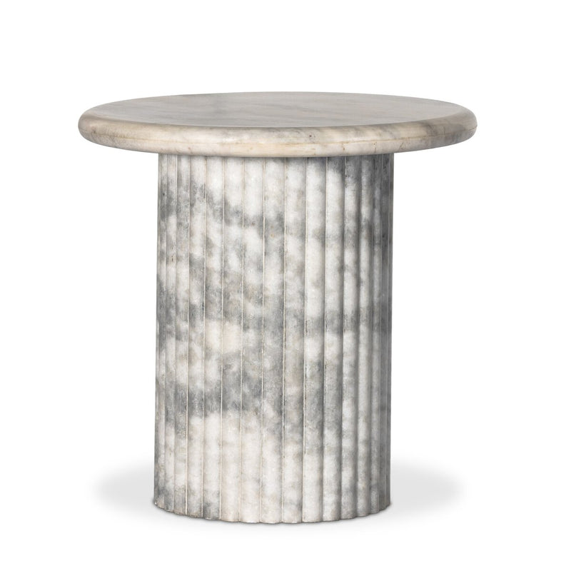 Oranda End Table - Polished White Marble
