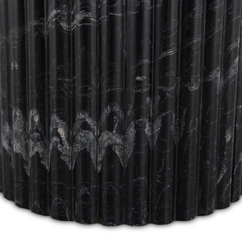 Oranda End Table - Black Scalloped Marble