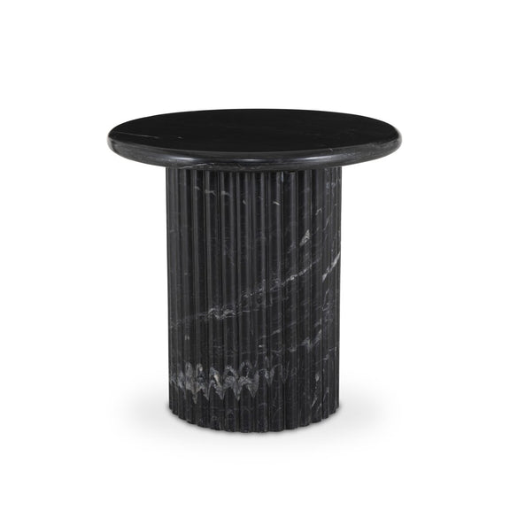 Oranda End Table - Black Scalloped Marble