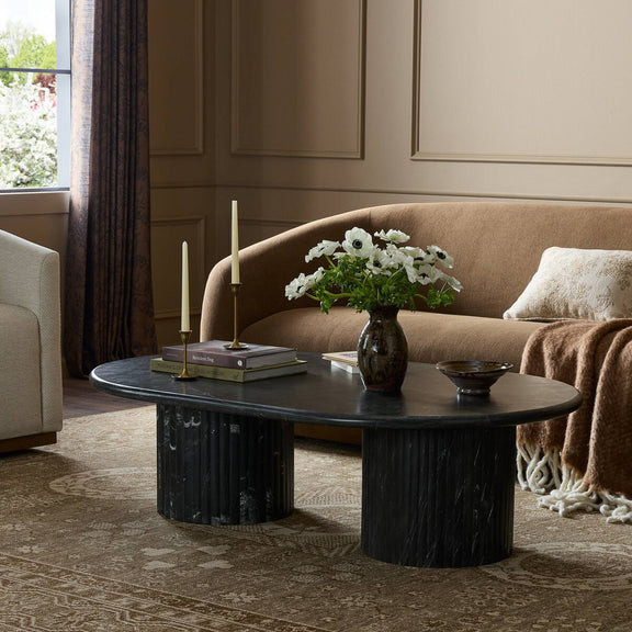 Oranda Coffee Table - Black Scalloped Marble