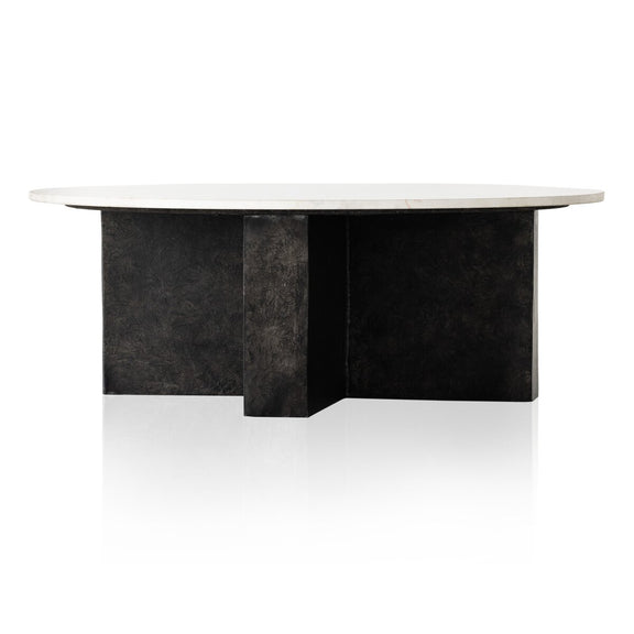 Terrell Round Coffee Table - Polished White Marble