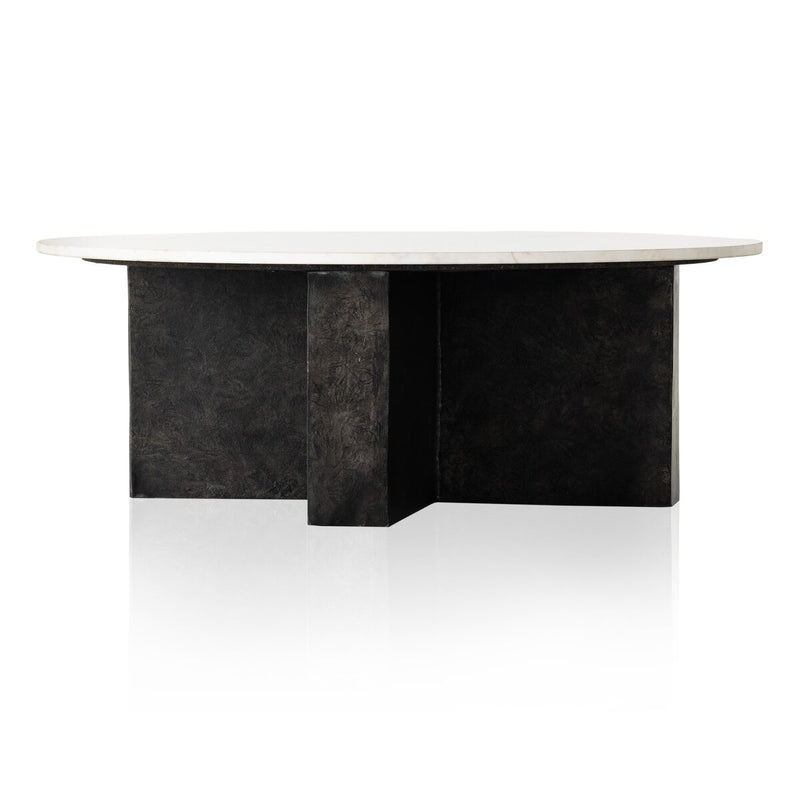 Terrell Round Coffee Table - Polished White Marble