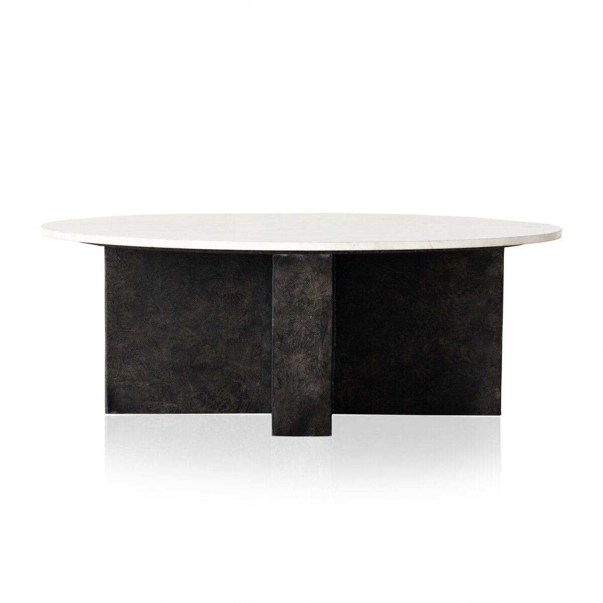 Terrell Round Coffee Table - Polished White Marble