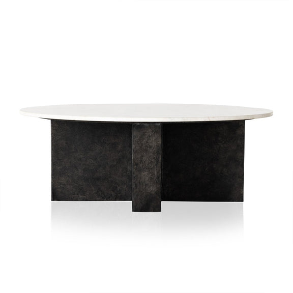Terrell Round Coffee Table - Polished White Marble