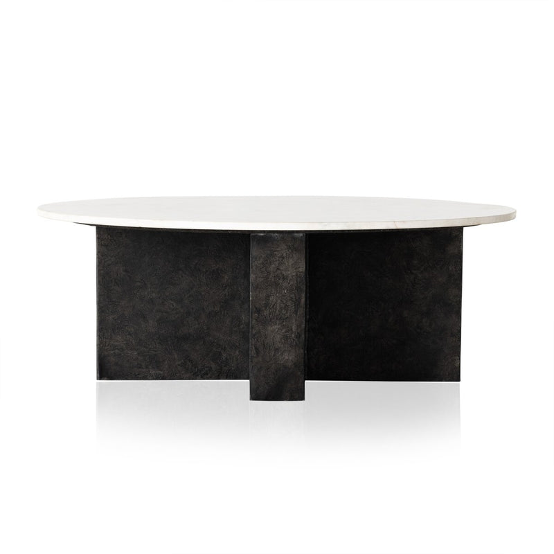Terrell Round Coffee Table - Polished White Marble