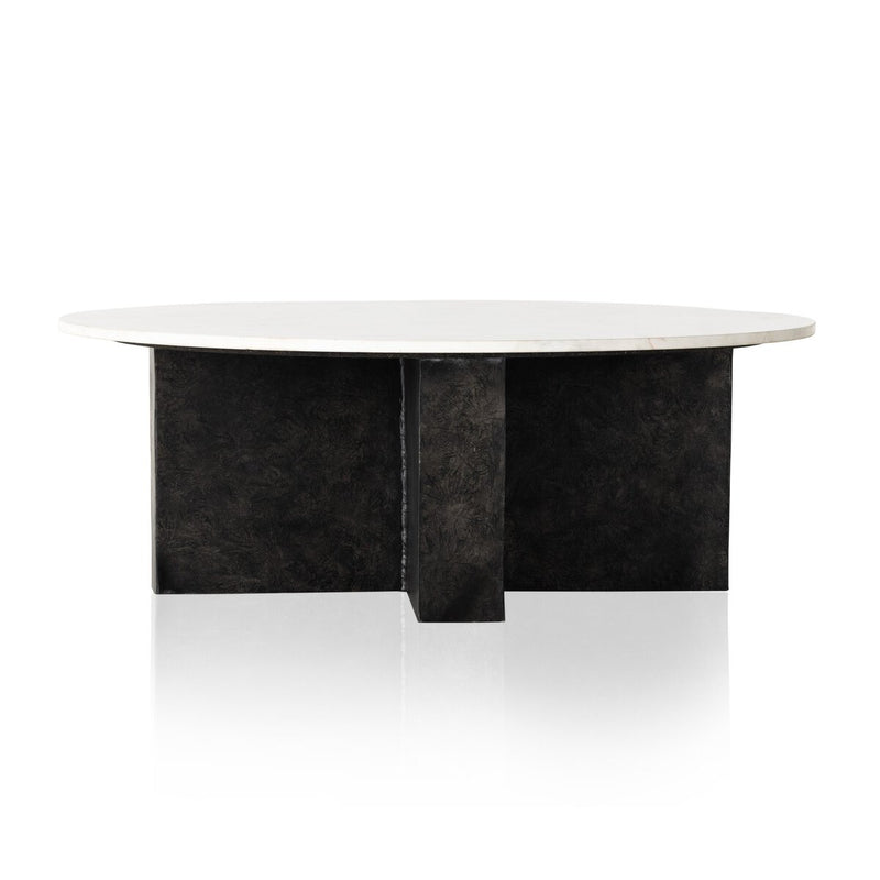 Terrell Round Coffee Table - Polished White Marble