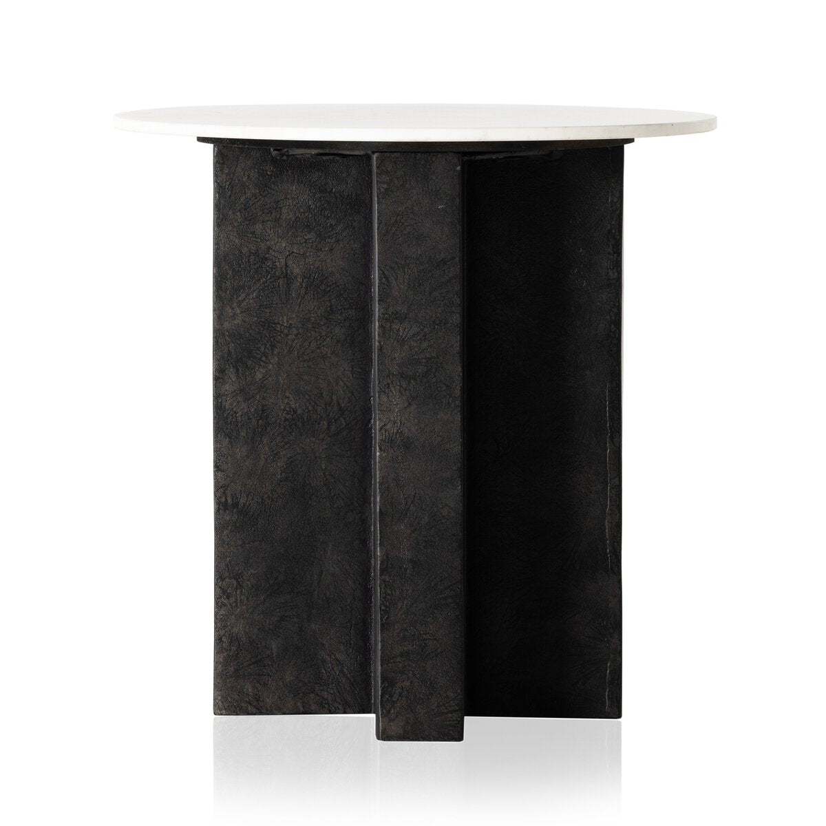 Terrell Round End Table - Polished White Marble