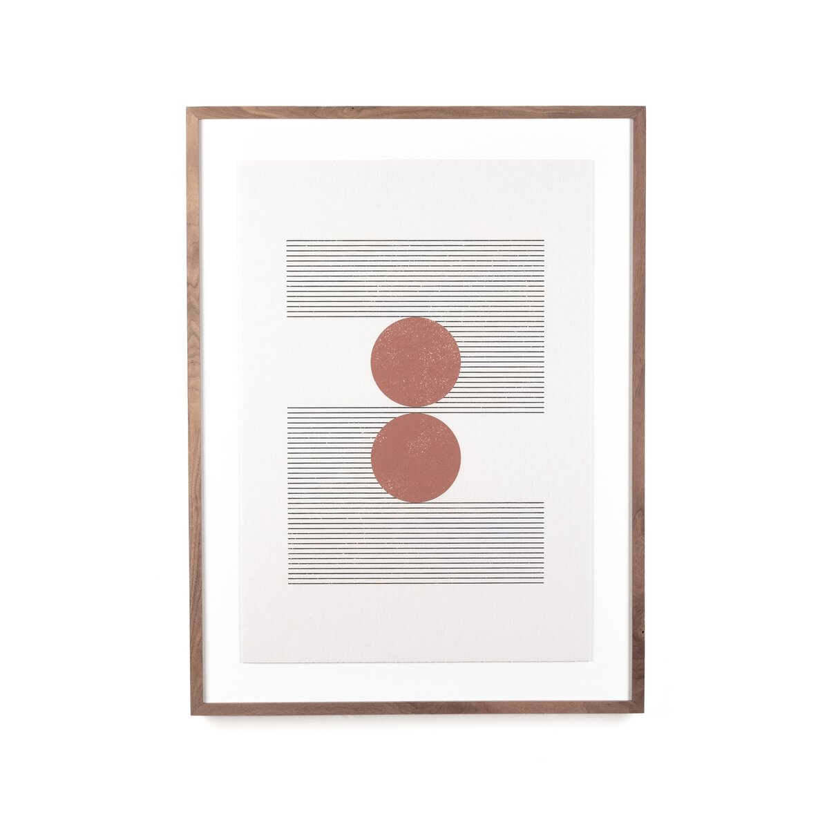 Woodblock The Hug Beige by Roseanne Kenny - Rustic Walnut