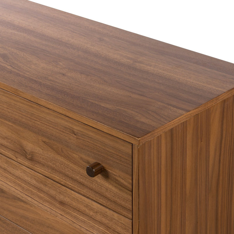 Arturo 6 Drawer Dresser - Natural Walnut Veneer
